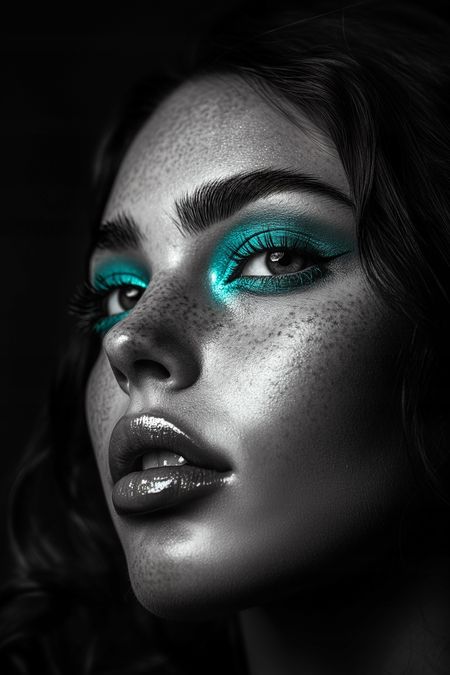 Obraz na płótnie canvas - Kobieta z turkusowym makijażem