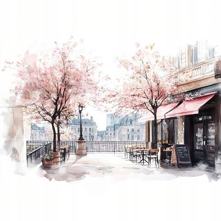 Obraz na płótnie canvas - Cherry Blossom Cafe