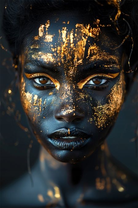 Obraz na płótnie canvas - Kobieca złota twarz