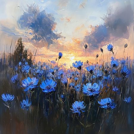 Obraz na płótnie canvas - Chabrowy wieczór