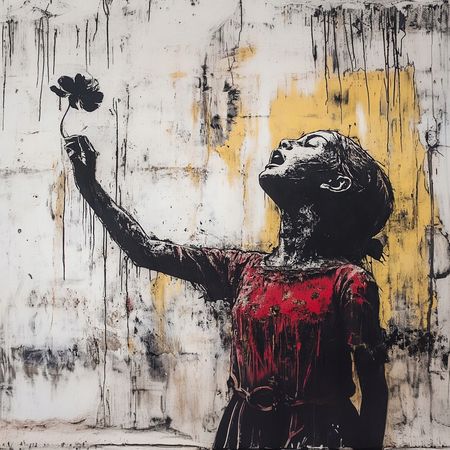 Obraz na płótnie canvas - Dziewczynka z kwiatkiem