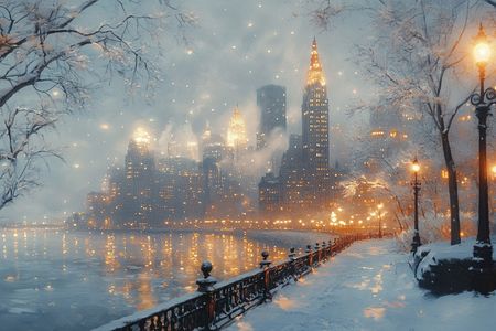 Obraz na płótnie canvas - Śnieżna noc w NYC