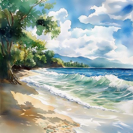 Obraz na płótnie canvas - Hawajska plaża ⛱️