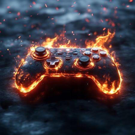 Obraz na płótnie canvas - Gamepad w ogniu