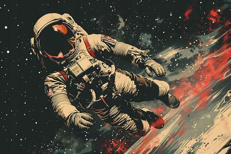 Obraz na płótnie canvas - Samotny astronauta w galaktyce