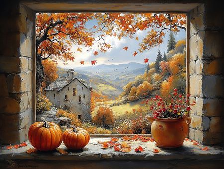 Obraz na płótnie canvas - Okno z widokiem na jesień