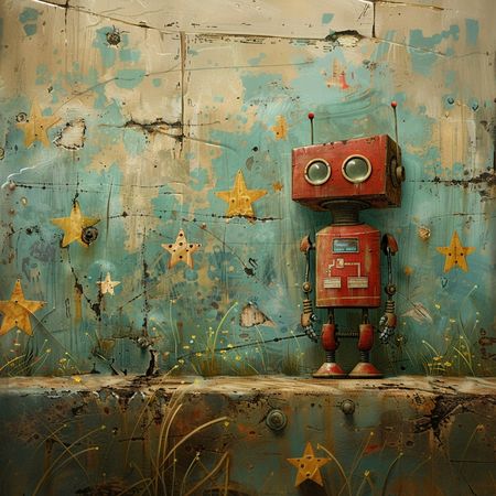 Obraz na płótnie canvas - Rudy robocik