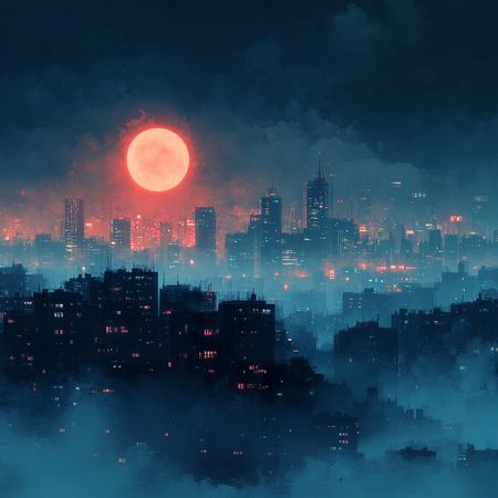 Obraz na płótnie canvas - Księżyc nad miastem