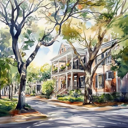 Obraz na płótnie canvas - Kolonialny dom w Savannah