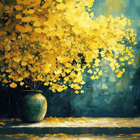 Obraz na płótnie canvas - Miłorząb na żółto