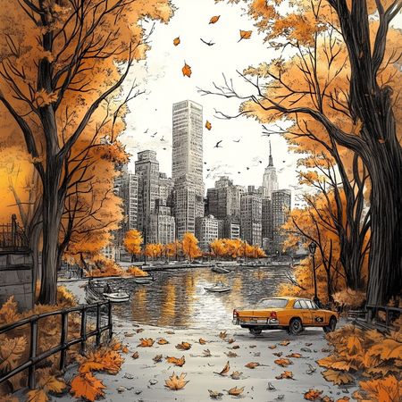 Obraz na płótnie canvas - Central Park w jesiennej szacie