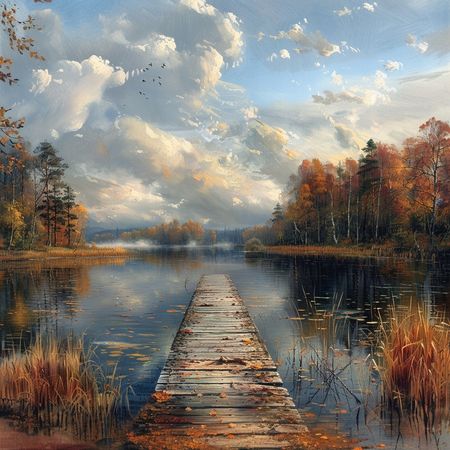 Obraz na płótnie canvas - Nad leśnym jeziorem