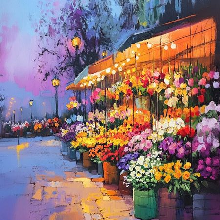 Obraz na płótnie canvas - Stragany z kwiatami