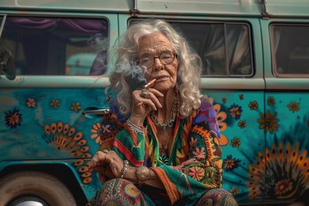 Obraz na płótnie canvas - Hippie babcia