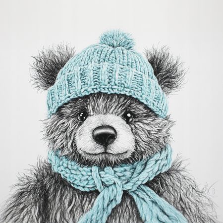 Obraz na płótnie canvas - Misio w błękitnej czapce