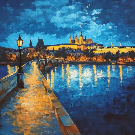 Obraz na płótnie canvas - Wieczór nad Wełtawą