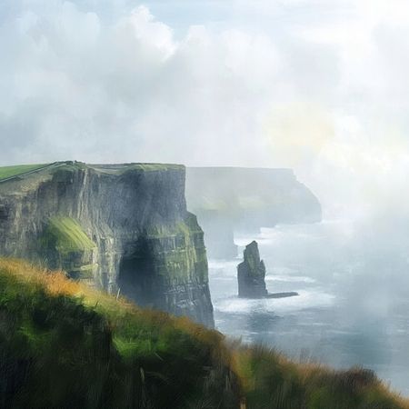 Obraz na płótnie canvas - Klify Moheru we mgle