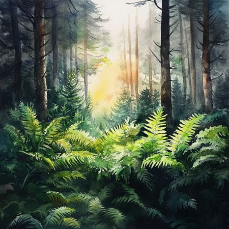 Obraz na płótnie canvas - Mech i paprocie