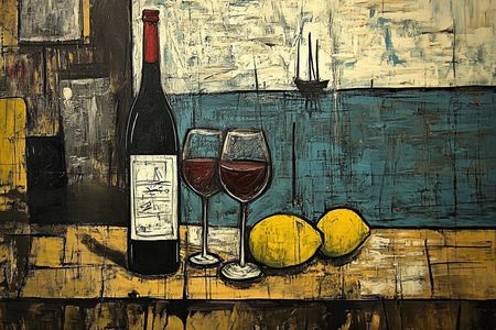 Obraz na płótnie canvas - Sztuka z winem i cytrynami