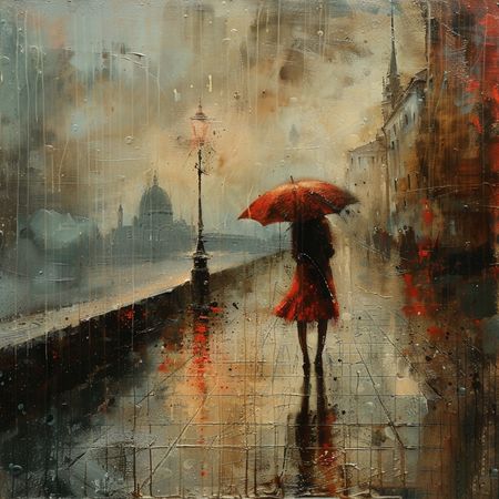 Obraz na płótnie canvas - Spacer w ulewnym deszczu