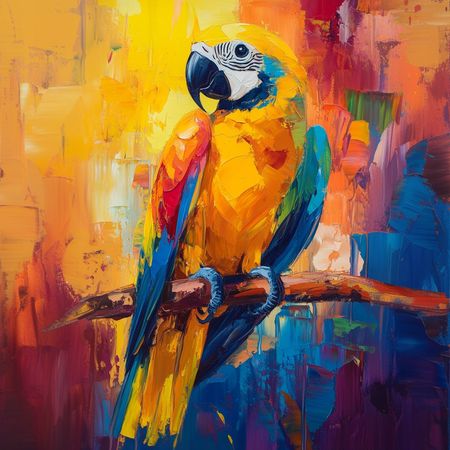 Obraz na płótnie canvas - Kolorowa ara na patyku :-)