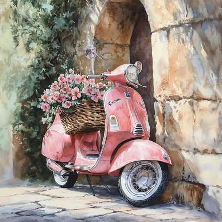 Obraz na płótnie canvas - Różowa Vespa ❣️