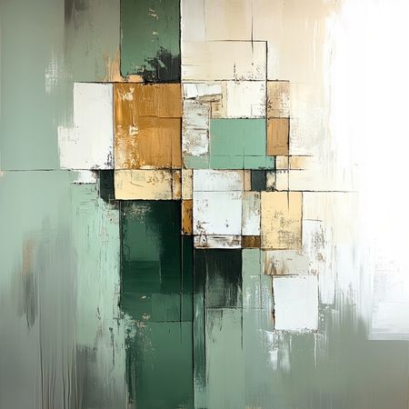 Obraz na płótnie canvas - Zielono-beżowa abstrakcja