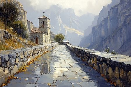 Obraz na płótnie canvas - Malowniczy kościół wśród gór