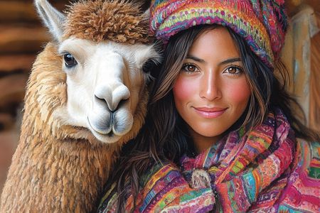 Obraz na płótnie canvas - Alpaka w stylu boho