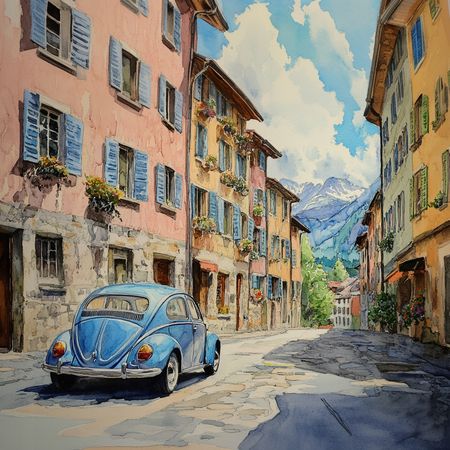 Obraz na płótnie canvas - Niebieskie autko