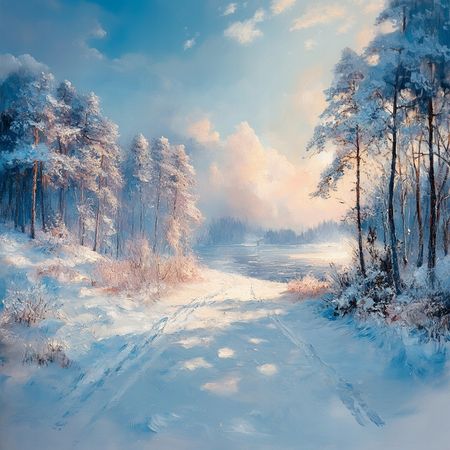 Obraz na płótnie canvas - Zimowy poranek nad jeziorem