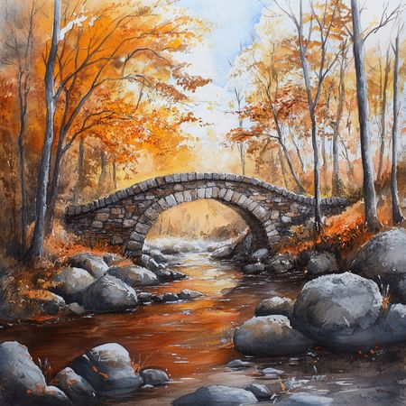 Obraz na płótnie canvas - Kamienny most w głębi lasu