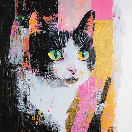 Obraz na płótnie canvas - Kolorowy świat kota ☺