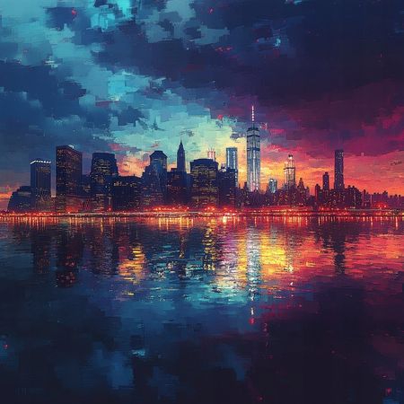 Obraz na płótnie canvas - Zachód słońca nad Manhattanem