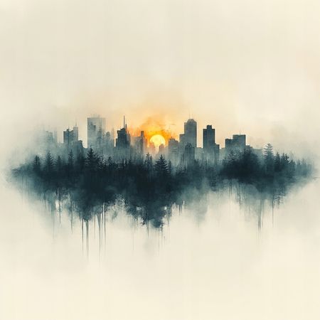 Obraz na płótnie canvas - Wschód słońca nad miastem