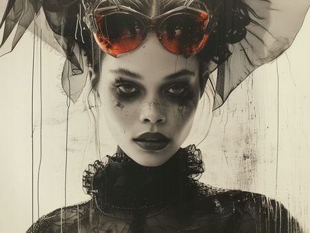 Obraz na płótnie canvas - Kobieta w czerwonych okularach