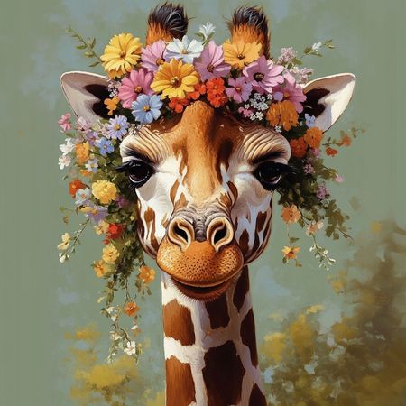 Obraz na płótnie canvas - Wiosenny portret żyrafki