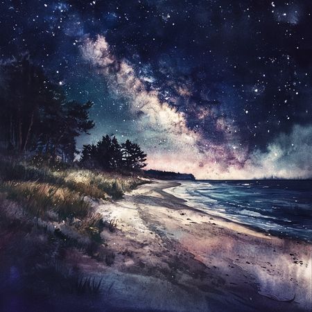 Obraz na płótnie canvas - Noc nad morzem