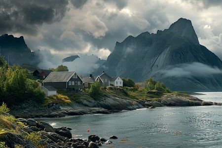 Obraz na płótnie canvas - Domki na wybrzeżu