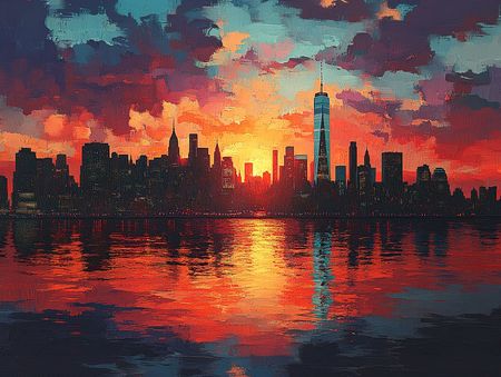Obraz na płótnie canvas - Manhattan o zachodzie słońca