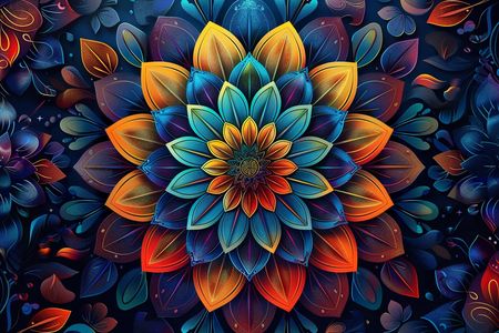 Obraz na płótnie canvas - Mandala kolorowy kwiat