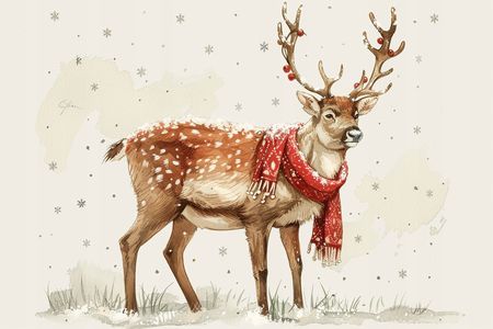 Obraz na płótnie canvas - Świąteczny jeleń w szaliku