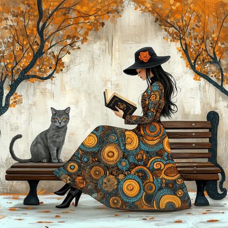 Obraz na płótnie canvas - Pani Jesień i jej kot
