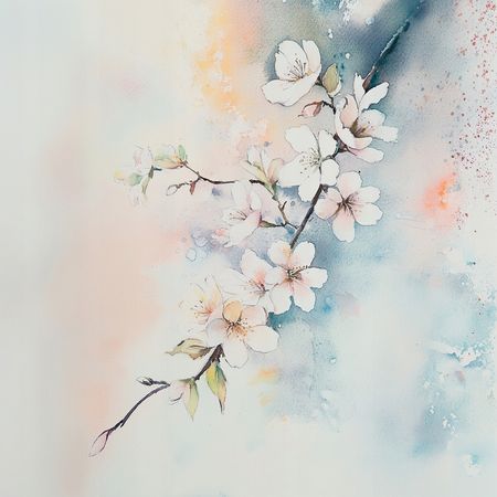 Obraz na płótnie canvas - Gałązka kwitnącej wiśni