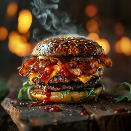 Obraz na płótnie canvas - Hamburger (z ogórasem i rukolą ☺)