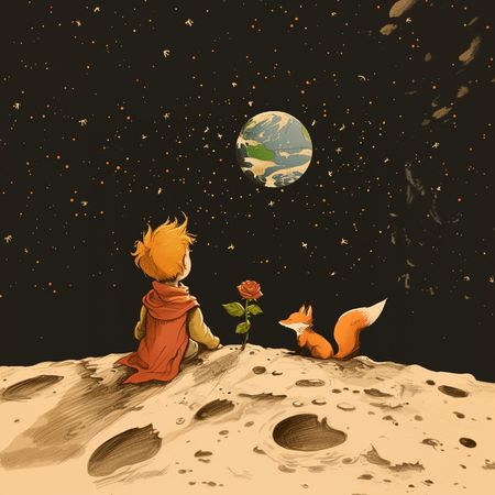 Obraz na płótnie canvas - Mały Książę, Róża i Lis