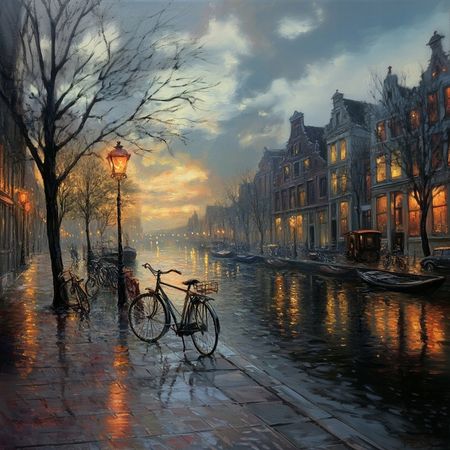 Obraz na płótnie canvas - Wieczór w Amsterdamie