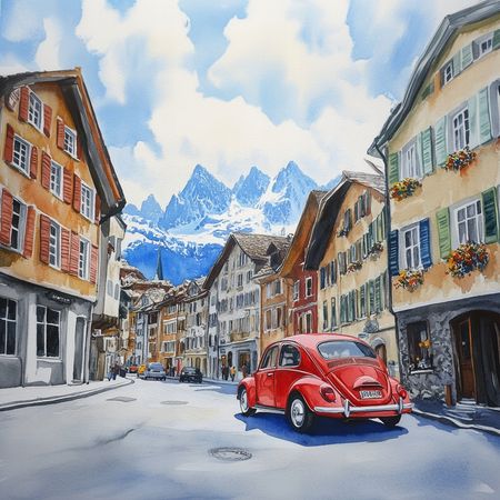 Obraz na płótnie canvas - Alpejskie miasteczko