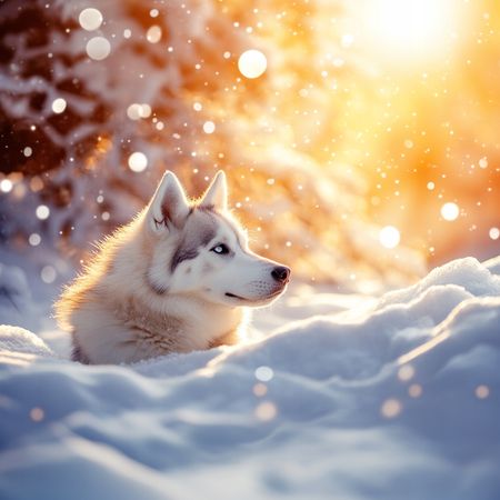 Obraz na płótnie canvas - Husky w śniegu