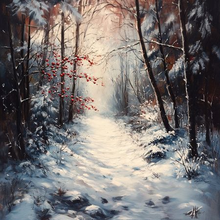 Obraz na płótnie canvas - Zimowy szlak leśny